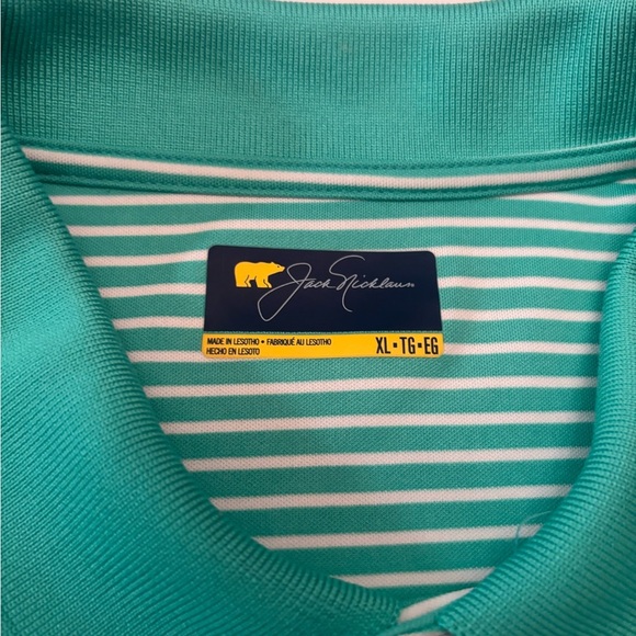 Jack Nicklaus Green Striped Polo Shirt Men’s XL Golf Performance Short Sleeve - Picture 3 of 4